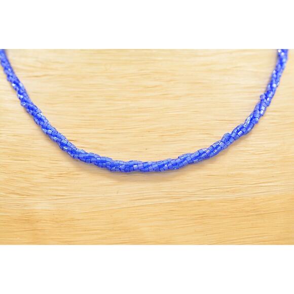 Nolan Miller Vintage Necklace Beaded Collar Metallic Royal Blue Signed BinP - Picture 2 of 12